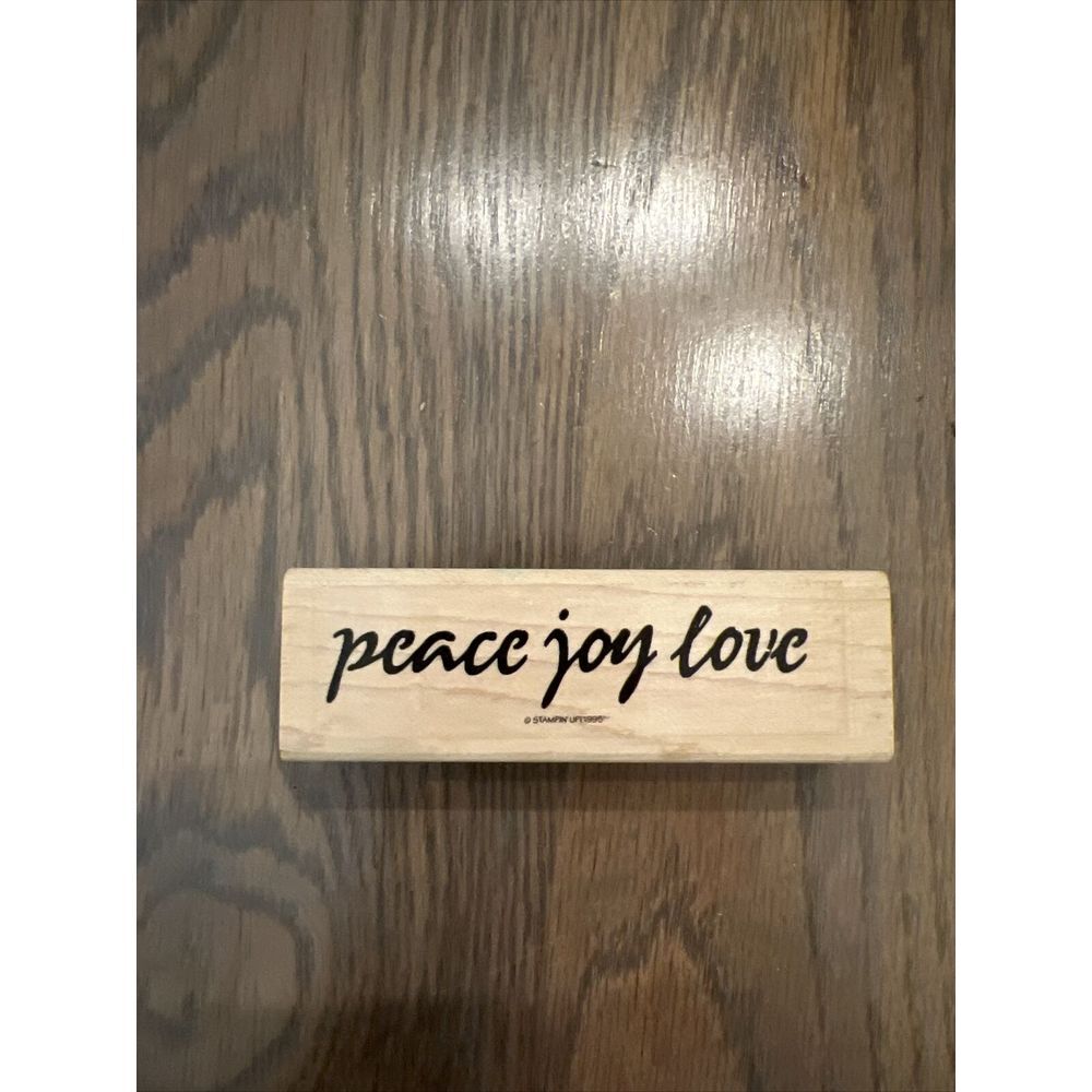 PEACE‎ JOY LOVE Wood/Rubber Stamp bold script sentiment words